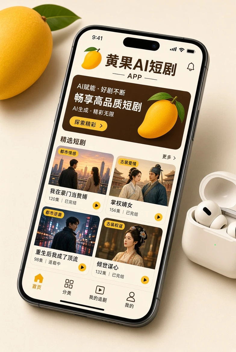 黄果短剧移动阅读示意